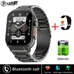 New Men's Smart Watch: 1.39" Full Touch Fitness Tracker Black steel strip