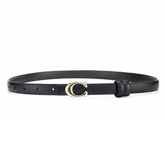 New Women's Fashion C-shaped Buckle Thin Belt - Detachable Double-Sided Denim, Ideal Gift for Mothers and Girlfriends black / 110cm
