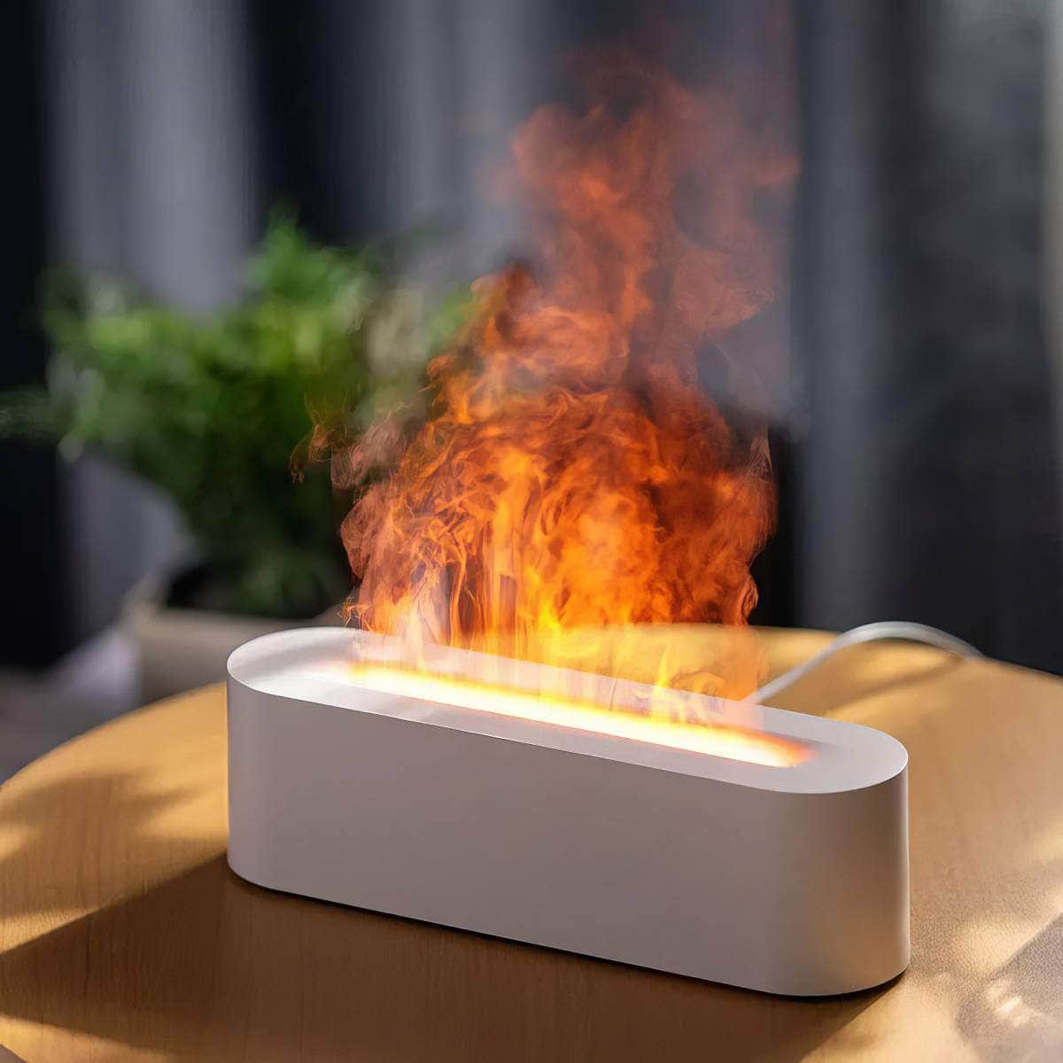 Newest RGB Flame Aroma Diffuser: USB Desktop Simulation Light White