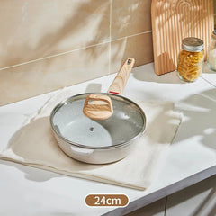 Nonstick Aluminum Alloy Wok Set with Medical Stone Coating - Multifunctional Kitchen Utensils for Steak, Egg, Pancake, Pot With Cover 24CM / 20-24cm