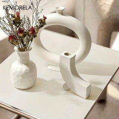 Nordic Circular Hollow Ceramic Vase Home Decor Gift