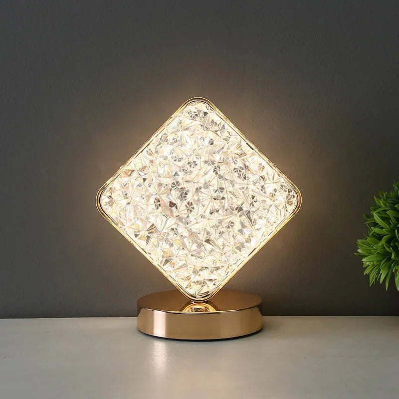 Nordic Crystal Star Lamp: Rechargeable Touch Night Light for Romantic Bedside square desk lamp