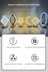 Nordic Luxury Crystal Star Bedroom Lamp: Romantic Bedside Table Lamp with Rechargeable Touch Switch Night Lights