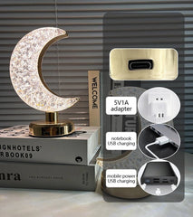 Nordic Luxury Crystal Star Bedroom Lamp: Romantic Bedside Table Lamp with Rechargeable Touch Switch Night Lights