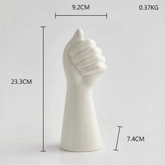 Nordic Style Ceramic Hand Vase: Home, Office, Living Room Decor, Hydroponic Flower Arrangement Height 23.3CM