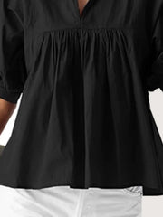 Notched Puff Sleeve Blouse