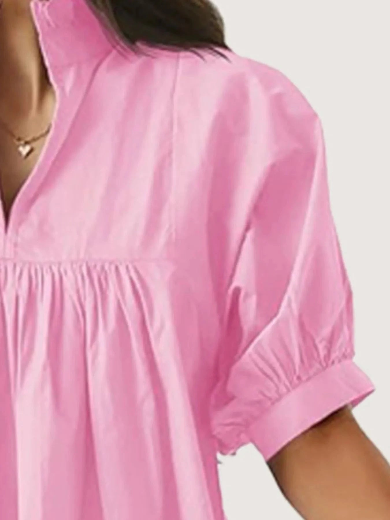 Notched Puff Sleeve Blouse