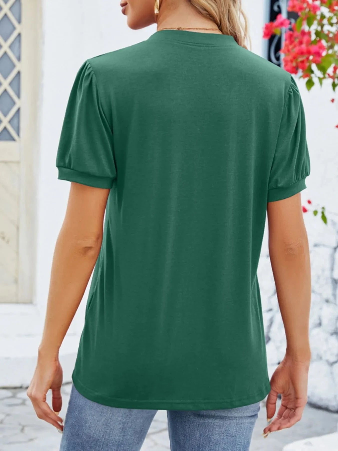 Notched Short Sleeve T-Shirt