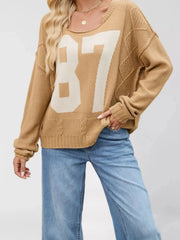 Number 81 Oversized Cable Knit Sweater Khaki / S