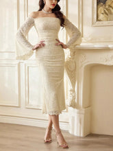 Off-Shoulder Flare Sleeve Dress