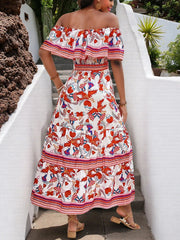 Off-Shoulder Floral Maxi Dress Scarlet / S