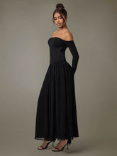 Off Shoulder Long Sleeve Maxi Dress Black / S