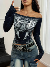 Off-Shoulder Long Sleeve T-Shirt Black / S