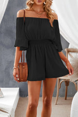 Off-Shoulder Romper with Elastic Waist