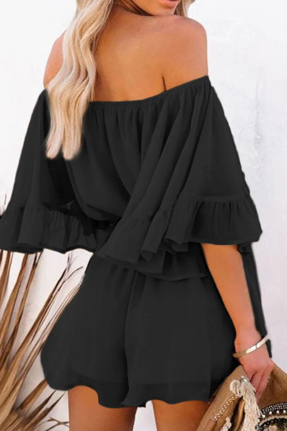 Off-Shoulder Romper with Elastic Waist