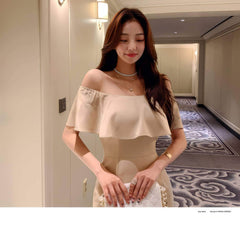 Off Shoulder Ruffled Sleeves Mermaid Dress