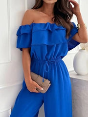 Off-Shoulder Ruffled Wide Leg Jumpsuit