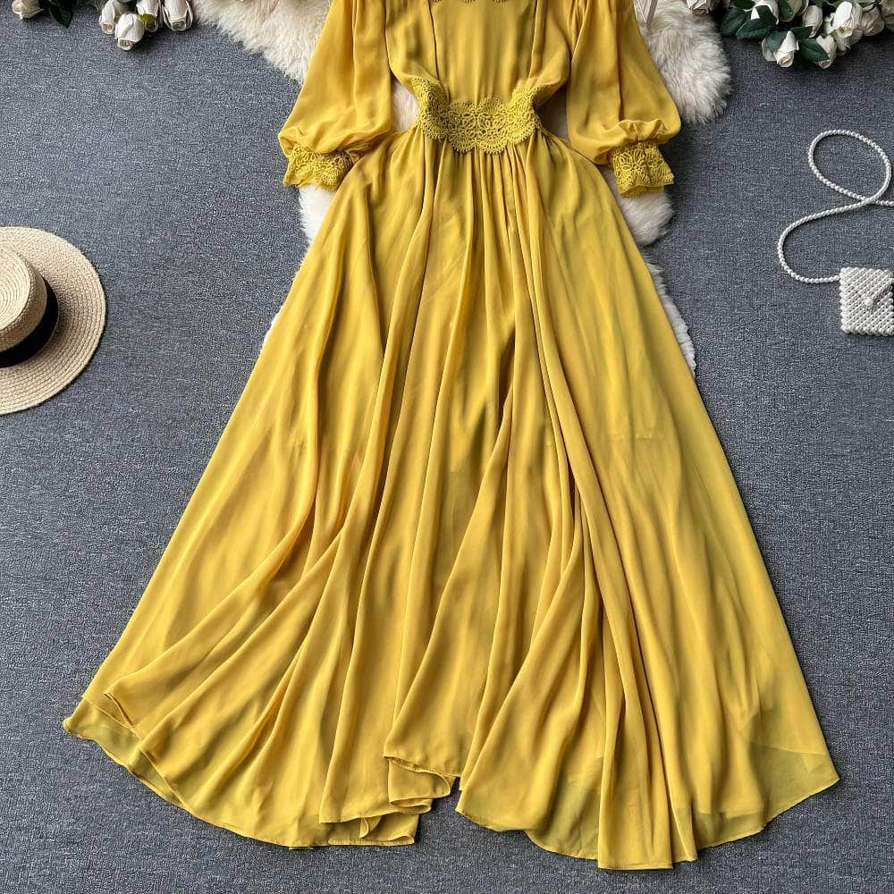 Off-Shoulder Scalloped Lace-Trimmed Maxi Dress