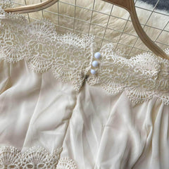 Off-Shoulder Scalloped Lace-Trimmed Maxi Dress