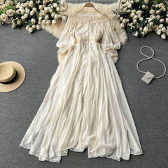 Off-Shoulder Scalloped Lace-Trimmed Maxi Dress