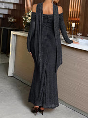 Off-Shoulder Scarf Bodycon Maxi Dress