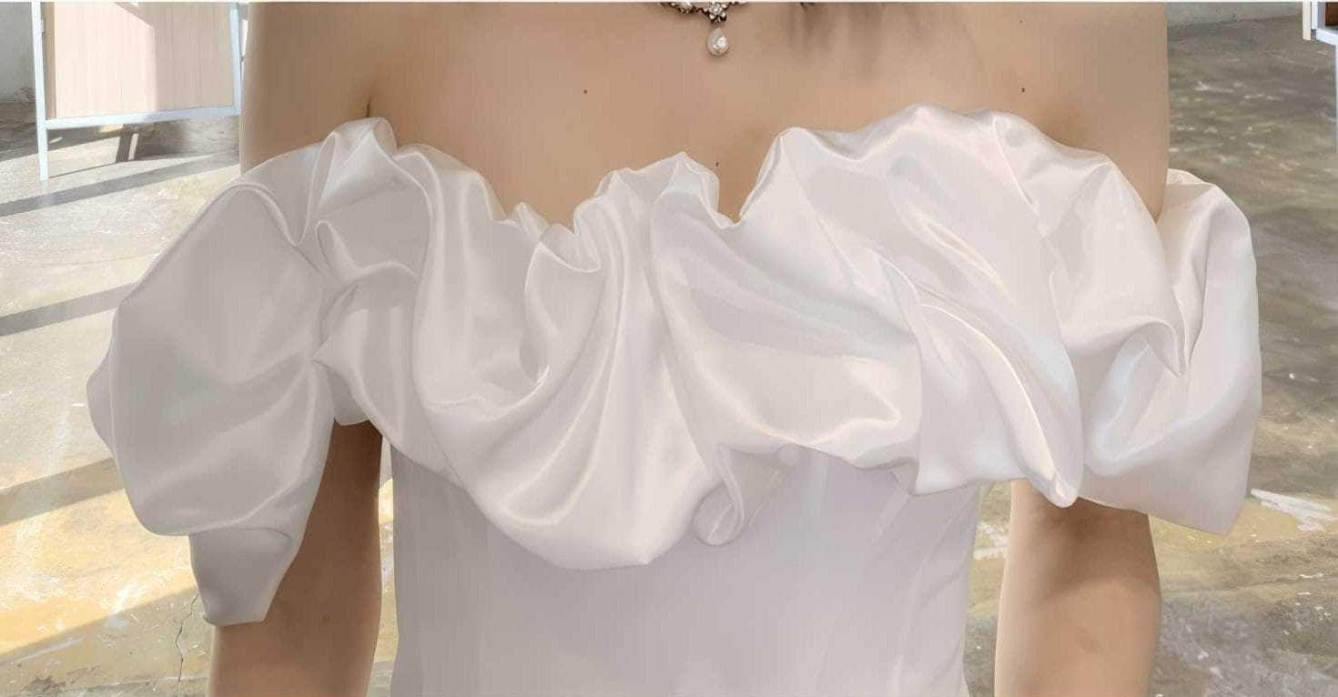 Off-Shoulder Short Sleeve Frill Mini Dress