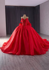 Off Shoulder Tube Bead Decor Quince Tube Ball Gown - D3E4F US 2 / Red