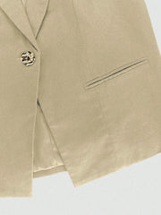 One Button Sleeveless Top and Pants Set