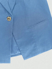 One Button Sleeveless Top and Pants Set