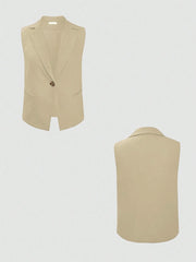 One Button Sleeveless Top and Pants Set