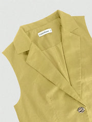 One Button Sleeveless Top and Pants Set