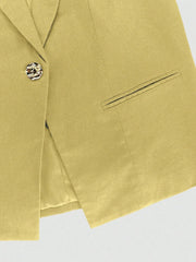 One Button Sleeveless Top and Pants Set