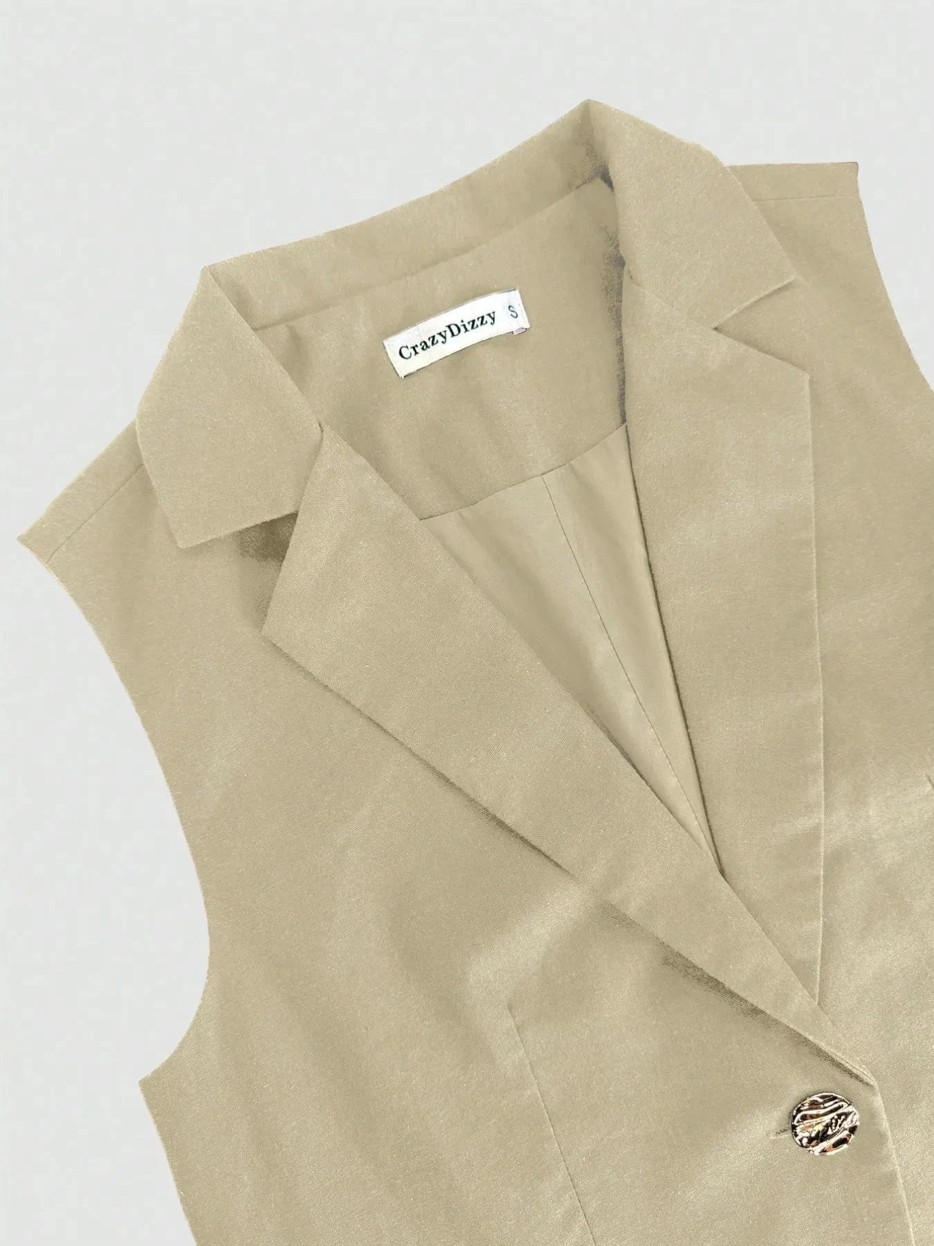 One Button Sleeveless Top and Pants Set