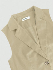 One Button Sleeveless Top and Pants Set