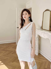 One-Shoulder Bead Embellished Sequin Dress