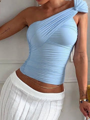 One Shoulder Ruched Blouse