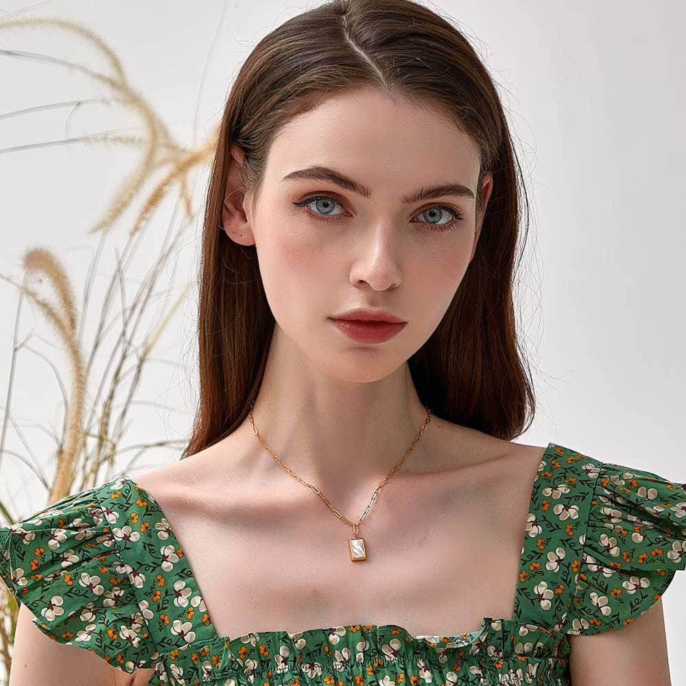 Opal Tablet Pendant Gold Necklace