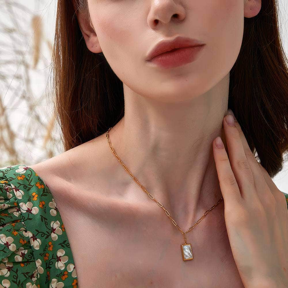 Opal Tablet Pendant Gold Necklace