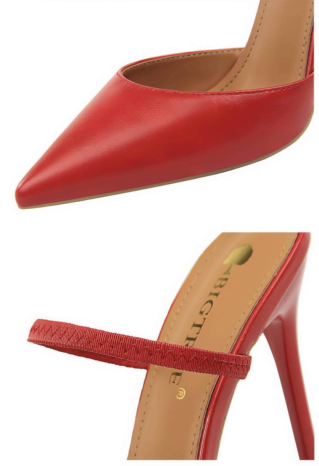 Open Back Pointy Toes Strap Slipper Stilettos