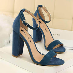 Open Toe Ankle Strap Block Heels