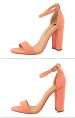 Open Toe Ankle Strap Block Heels