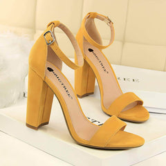 Open Toe Ankle Strap Block Heels