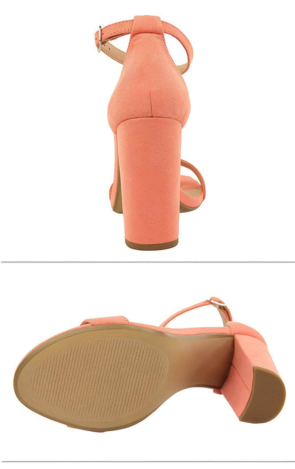 Open Toe Ankle Strap Block Heels