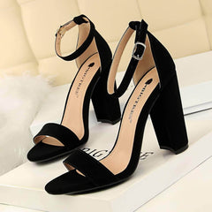 Open Toe Ankle Strap Block Heels