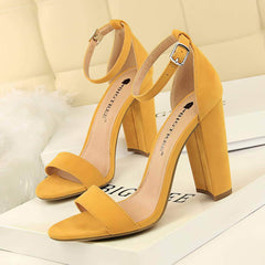 Open Toe Ankle Strap Block Heels