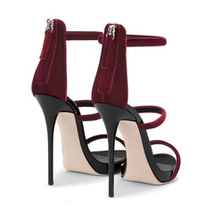 Open Toe Three Strap High Heels