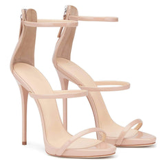 Open Toe Three Strap High Heels