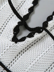 Openwork Halter Neck Maxi Sweater Dress