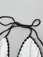 Openwork Halter Neck Maxi Sweater Dress