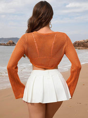 Openwork Long Sleeve Cover-Up